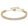 Tarnish-resistant Silver Adjustable Cubic Zirconia Tennis Bracelet In 14K Gold Plated