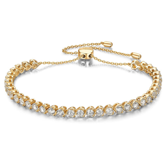 gona- Tarnish-resistant Silver Adjustable Cubic Zirconia Tennis Bracelet In 14K Gold Plated