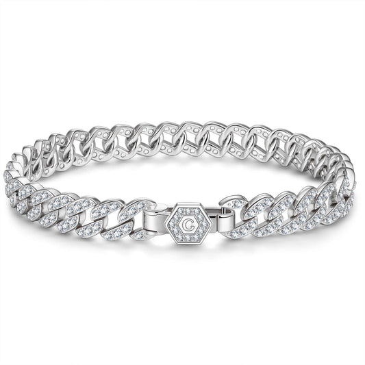 gona- Tarnish-resistant Silver Cuban Link Bracelet In White Gold Plated