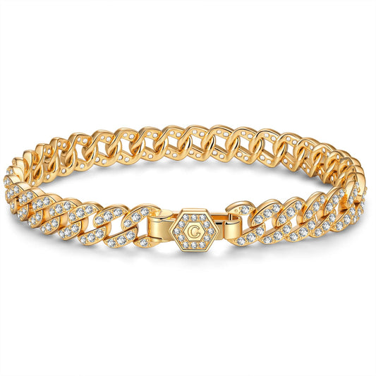 gona- Tarnish-resistant Silver Cuban Link Bracelet In 14K Gold Plated