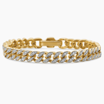Tarnish-resistant Silver Cuban Link Bracelet In 14K Gold Plated