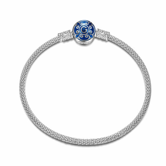 gona- Sterling Silver Universal Mesh Bangle Bracelet With Enamel In White Gold Plated