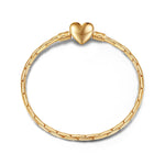 Sterling Silver Heart Bamboo Chain Bracelet In 14 Gold Plated