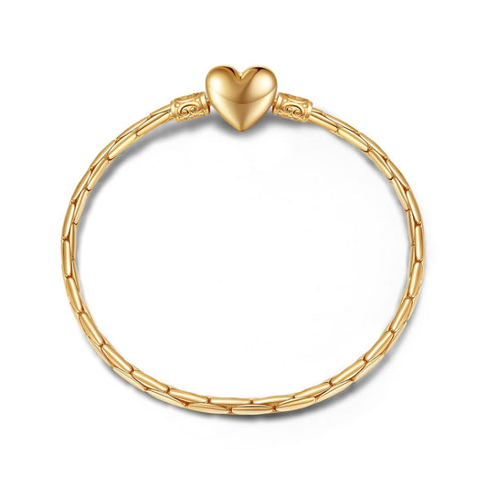 gona- Sterling Silver Heart Bamboo Chain Bracelet In 14 Gold Plated