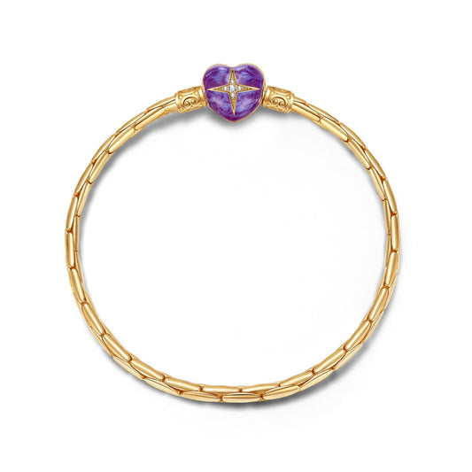 gona- Sterling Silver Aurora Borealis Bamboo Chain Bracelet With Enamel In 14K Gold Plated
