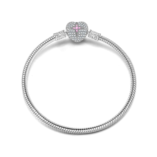 gona- Sterling Silver Aurora Borealis Snake Chain Bracelet With Enamel In White Gold Plated