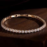 Sterling Silver 4mm Zirconia Classic Tennis Bracelet with Extender Chain In 14K Gold Plated