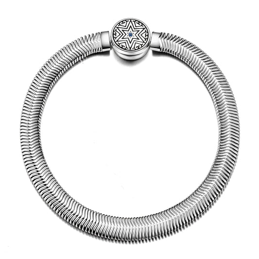gona- Sterling Silver Rectangular Charms Bracelet With Enamel In White Gold Plated