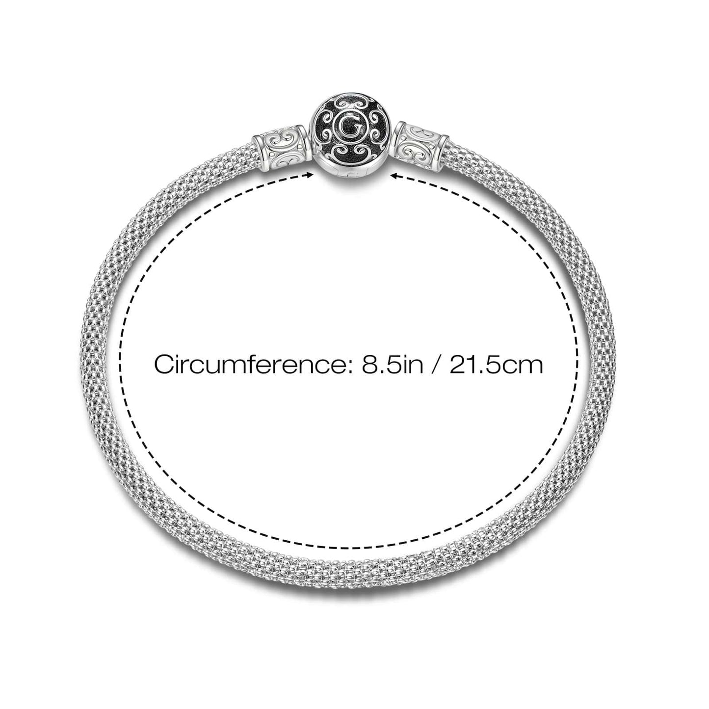 Sterling Silver Men's Universal Mesh Bracelet With Enamel In White Gold Plated
