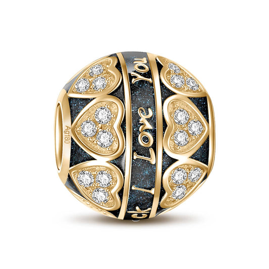 gona- I Love You Golden Tarnish-resistant Silver Charms With Enamel In 14K Gold Plated