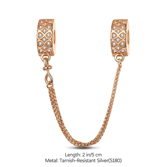 gona- Heart Universal Tarnish-resistant Silver Safety Chain In Rose Gold Plated