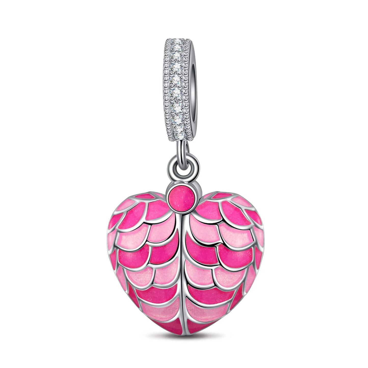 Barbiecore Surprising Love Tarnish-resistant Silver Dangle Charms With Enamel In White Gold Plated