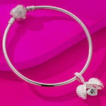 Barbiecore Surprising Love Tarnish-resistant Silver Dangle Charms With Enamel In White Gold Plated