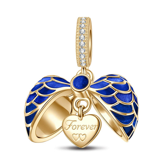 gona- Blue Surprising Love Tarnish-resistant Silver Dangle Charms With Enamel In 14K Gold Plated