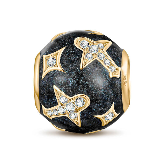 gona- Traveling In Space Tarnish-resistant Silver Charms With Enamel In 14K Gold Plated
