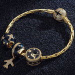 Flying Around The Equator Tarnish-resistant Silver Dangle Charms With Enamel In 14K Gold Plated