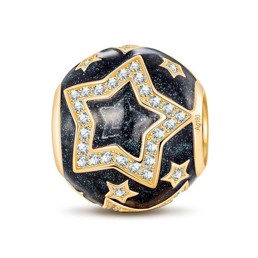gona- Stars Tarnish-resistant Silver Charms With Enamel In 14K Gold Plated