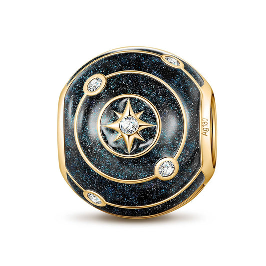 gona- Solar System Tarnish-resistant Silver Charms With Enamel In 14K Gold Plated