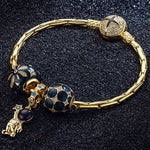 Astronaut Picking Stars Tarnish-resistant Silver Dangle Charms With Enamel In 14K Gold Plated