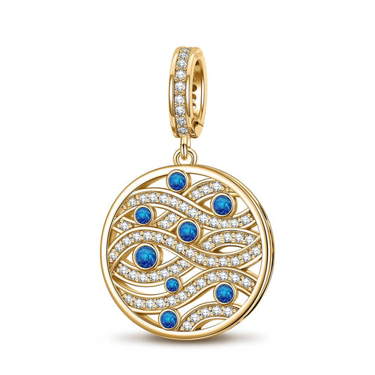 gona- Waves Golden Tarnish-resistant Silver Dangle Charms With Enamel In 14K Gold Plated