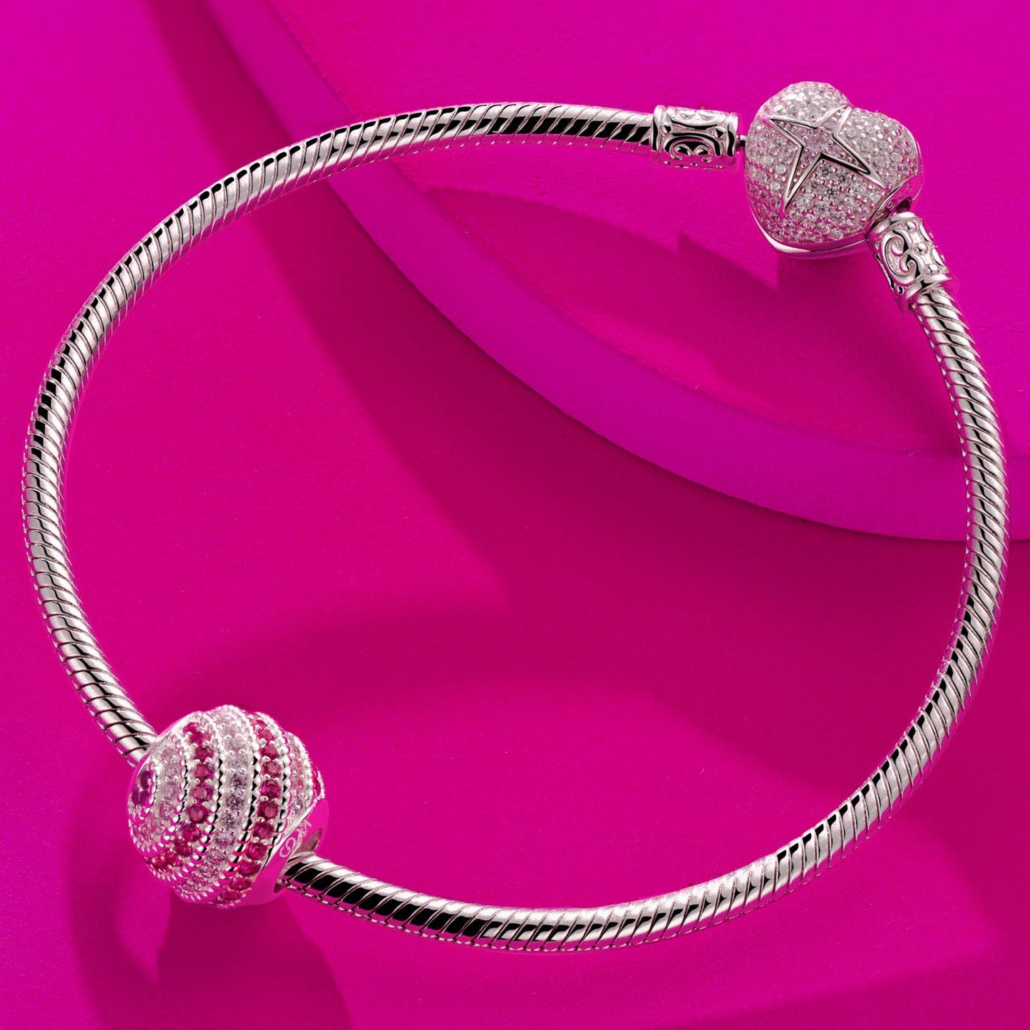 Pink Waves Tarnish-resistant Silver Charms In Silver Plated