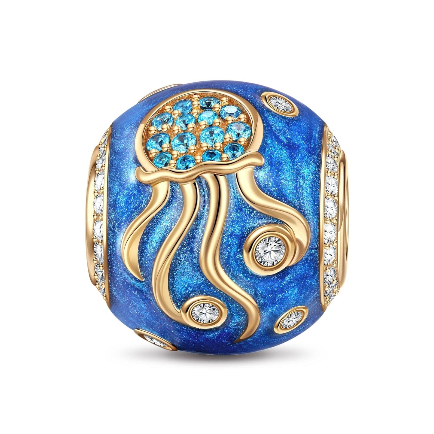 Jellyfish Tarnish-resistant Silver Charms With Enamel In 14K Gold Plated