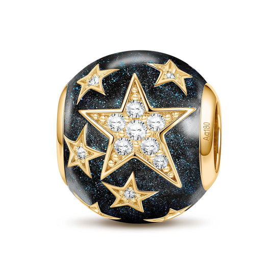gona- Golden Stars Tarnish-resistant Silver Charms With Enamel In 14K Gold Plated