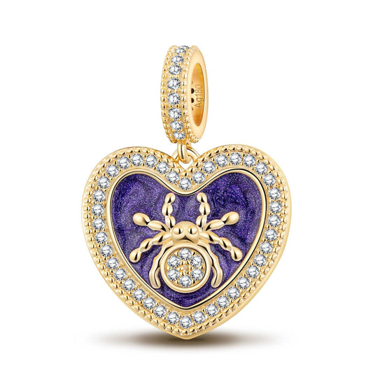 gona- Purple Miss Spider Tarnish-resistant Silver Dangle Charms With Enamel In 14K Gold Plated