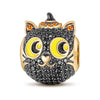 Halloween Black Cat Tarnish-resistant Silver Charms With Enamel In 14K Gold Plated