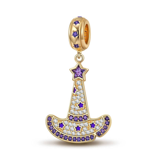 gona- Purple Witch Hat Tarnish-resistant Silver Dangle Charms With Enamel In 14K Gold Plated