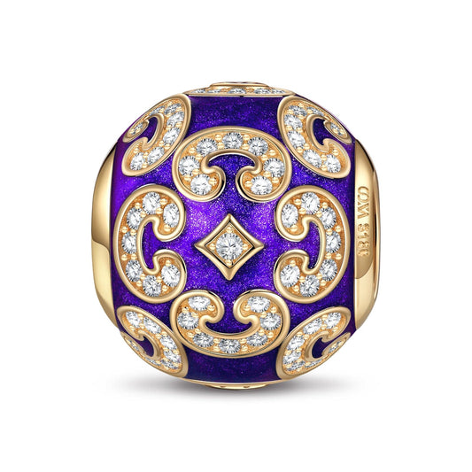 gona- Burgundy Versailles Ball Tarnish-resistant Silver Charms With Enamel In 14K Gold Plated
