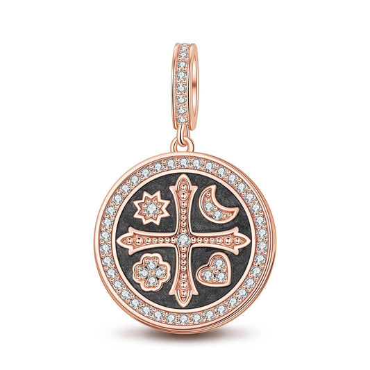 gona- Guardian Glory Black Tarnish-resistant Silver Dangle Charms With Enamel In Rose Gold Plated