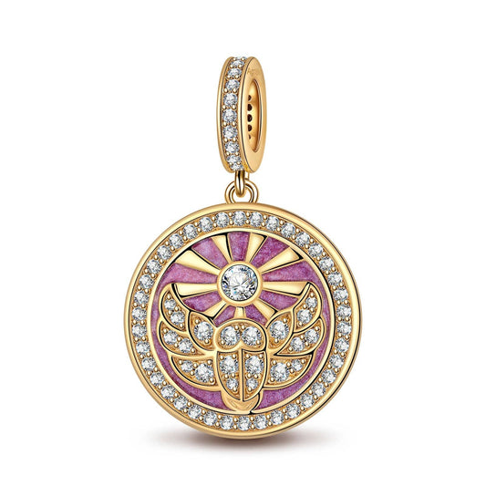 gona- Mulberry Purple St. Beetle's Light Tarnish-resistant Silver Dangle Charms With Enamel In 14K Gold Plated