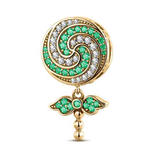 gona- Green Lollipop Tarnish-resistant Silver Dangle Charms In 14K Gold Plated