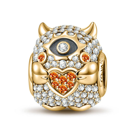 gona- Cute Cyclops Tarnish-resistant Silver Charms With Enamel In 14K Gold Plated