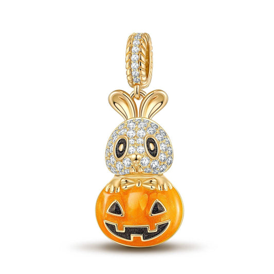gona- Cute Pumpkin Bunny Tarnish-resistant Silver Dangle Charms With Enamel In 14K Gold Plated