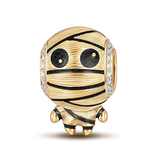 gona- Cute Mummy Tarnish-resistant Silver Charms With Enamel In 14K Gold Plated
