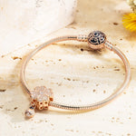 Encounter With Clover Tarnish-resistant Silver Dangle Charms In Rose Gold Plated