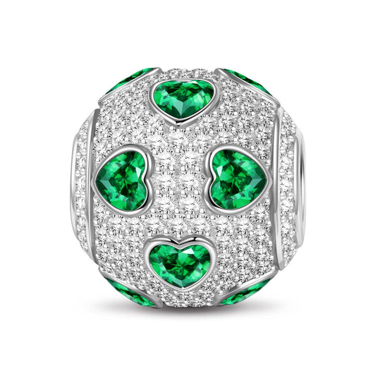 gona- Green Ice Heart Magic Tarnish-resistant Silver Charms In White Gold Plated