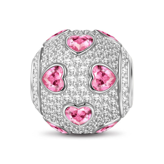 gona- Pink Ice Heart Magic Tarnish-resistant Silver Charms In White Gold Plated