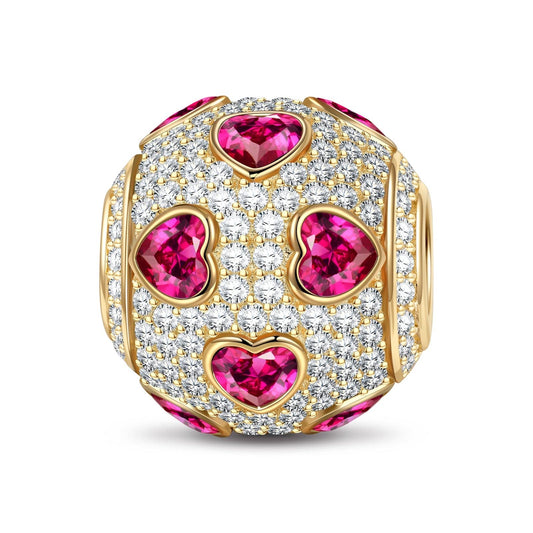 gona- Pink Ice Heart Magic Tarnish-resistant Silver Charms In 14K Gold Plated
