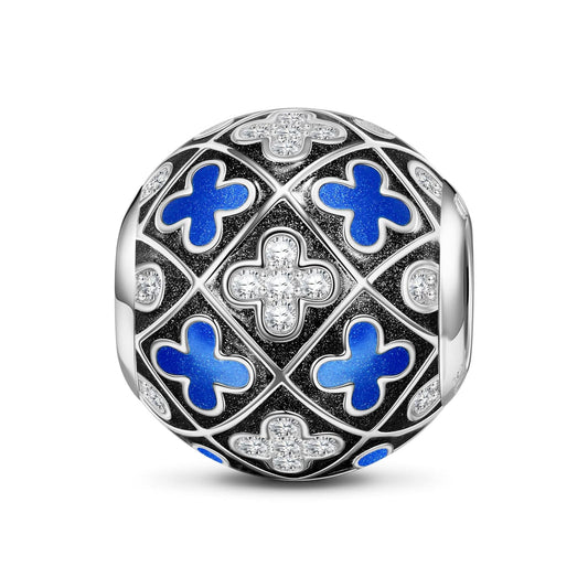gona- Sterling Silver Blue Cha-cha-cha Charms With Enamel In White Gold Plated