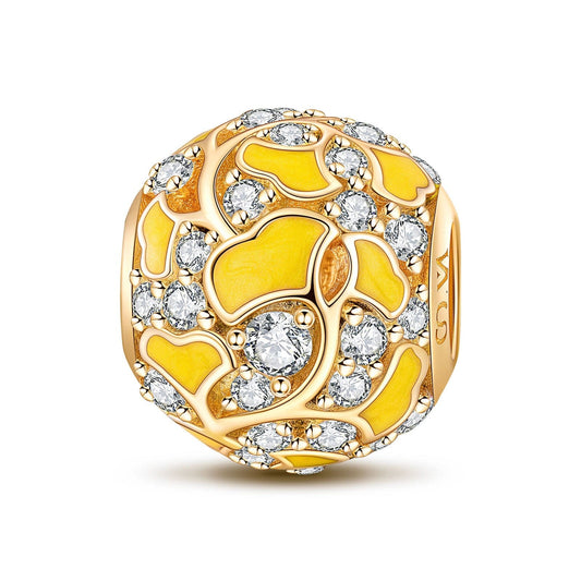 gona- GInkgo Biloba Tarnish-resistant Silver Charms With Enamel In 14K Gold Plated