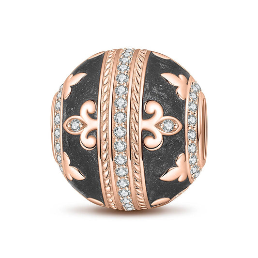 gona- Glory Black Iris Tarnish-resistant Silver Charms With Enamel In Rose Gold Plated