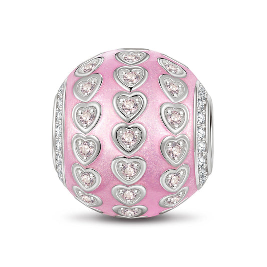gona- Pink Lover Tarnish-resistant Silver Charms With Enamel In Silver Plated