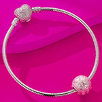 Pink Lover Tarnish-resistant Silver Charms With Enamel In Silver Plated