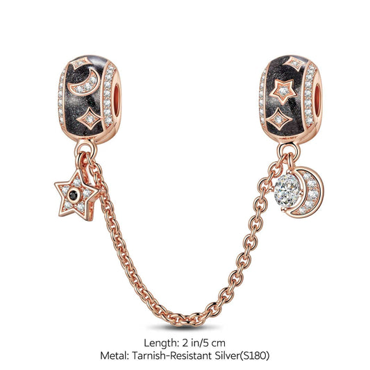 gona- Starry Tarnish-resistant Silver Safety Chain With Enamel In Rose Gold Plated