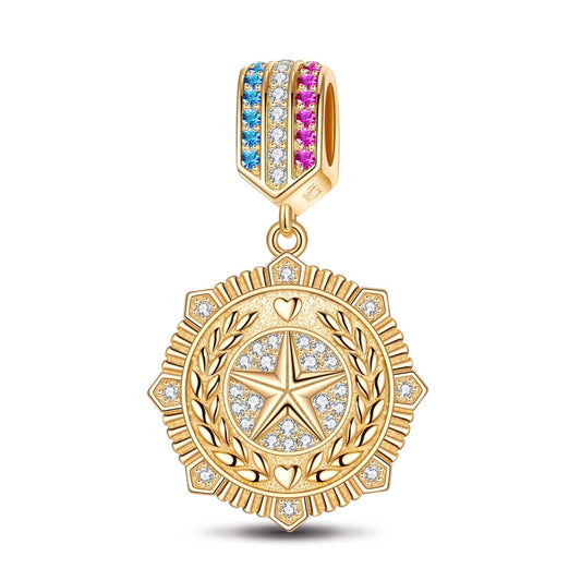 gona- Honour Tarnish-resistant Silver Dangle Charms With Enamel In 14K Gold Plated