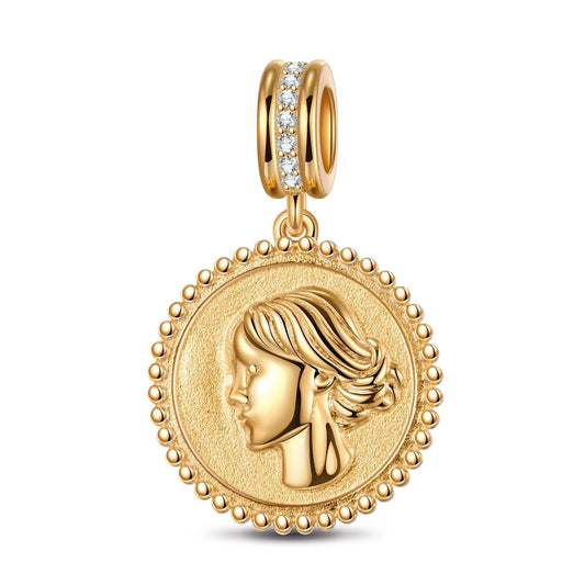 gona- Woolf Portrait Tarnish-resistant Silver Dangle Charms In 14K Gold Plated