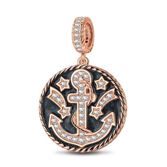 gona- Journey To The Stars Tarnish-resistant Silver Dangle Charms With Enamel In Rose Gold Plated